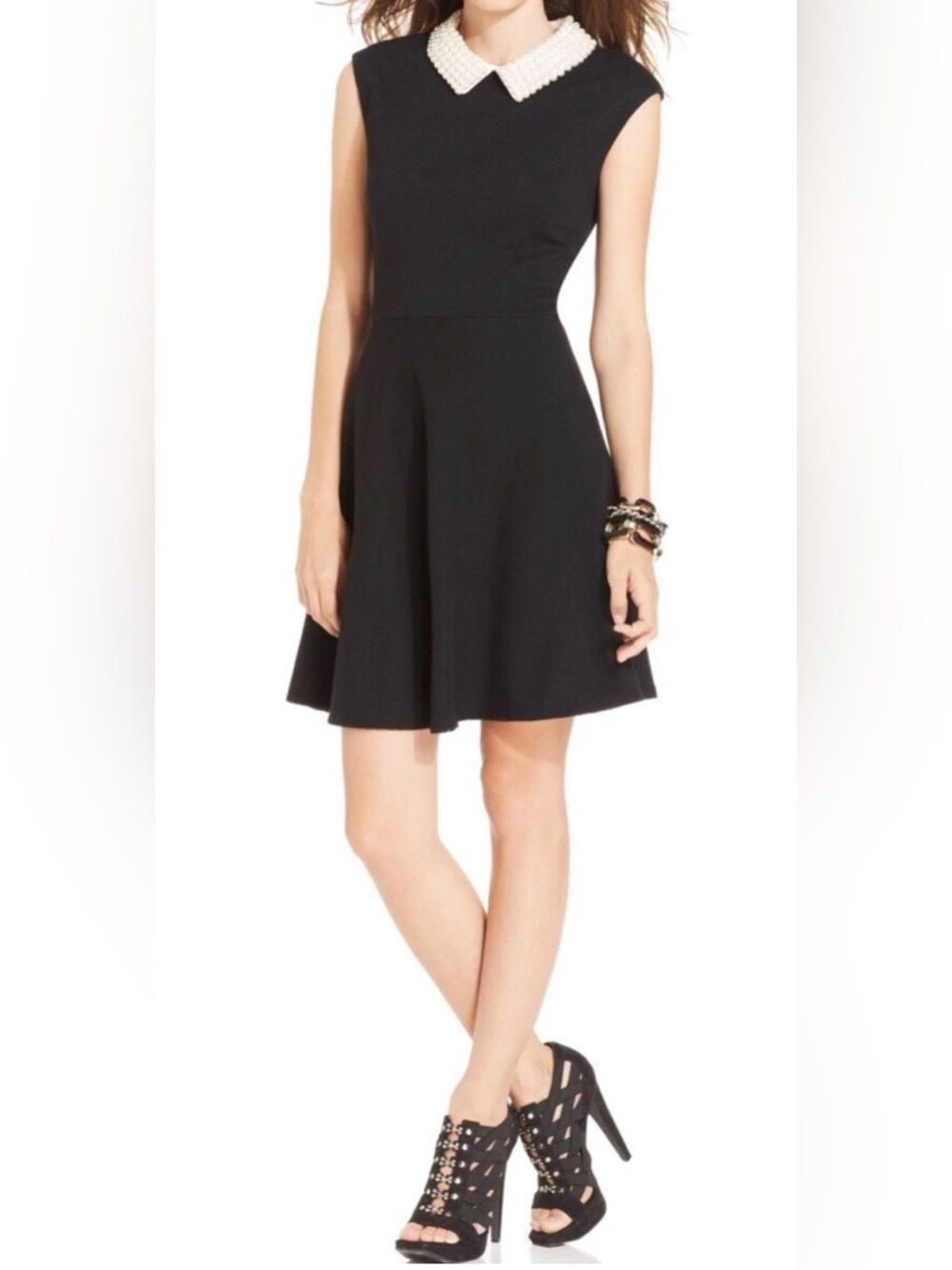 BETSEY JOHNSON Pearl Collar Fit & Flare LBD Mod Old Money Cocktail Sz 8